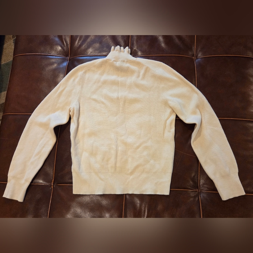 J.Crew Cream Ruffleneck Merino Wool Blend Sweater Large - Picture 8 of 11